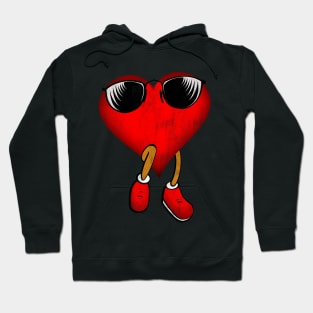 Heart Sunglasses Funny Retro Vintage Valentines Day Hoodie